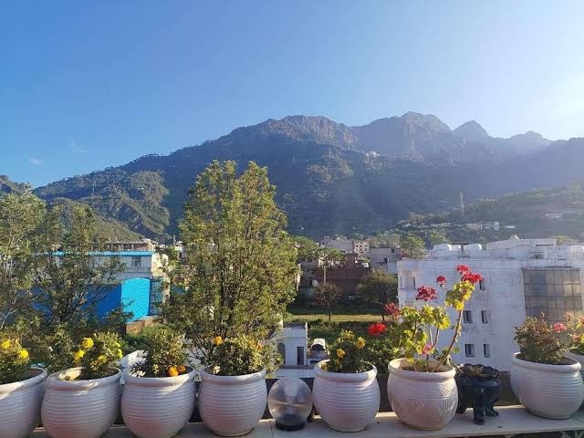 View of the Trikuta hills from the terrace