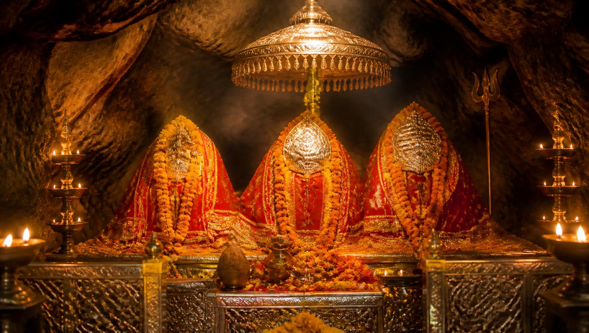 The sacred Pindis at the Mata Vaishno Devi shrine